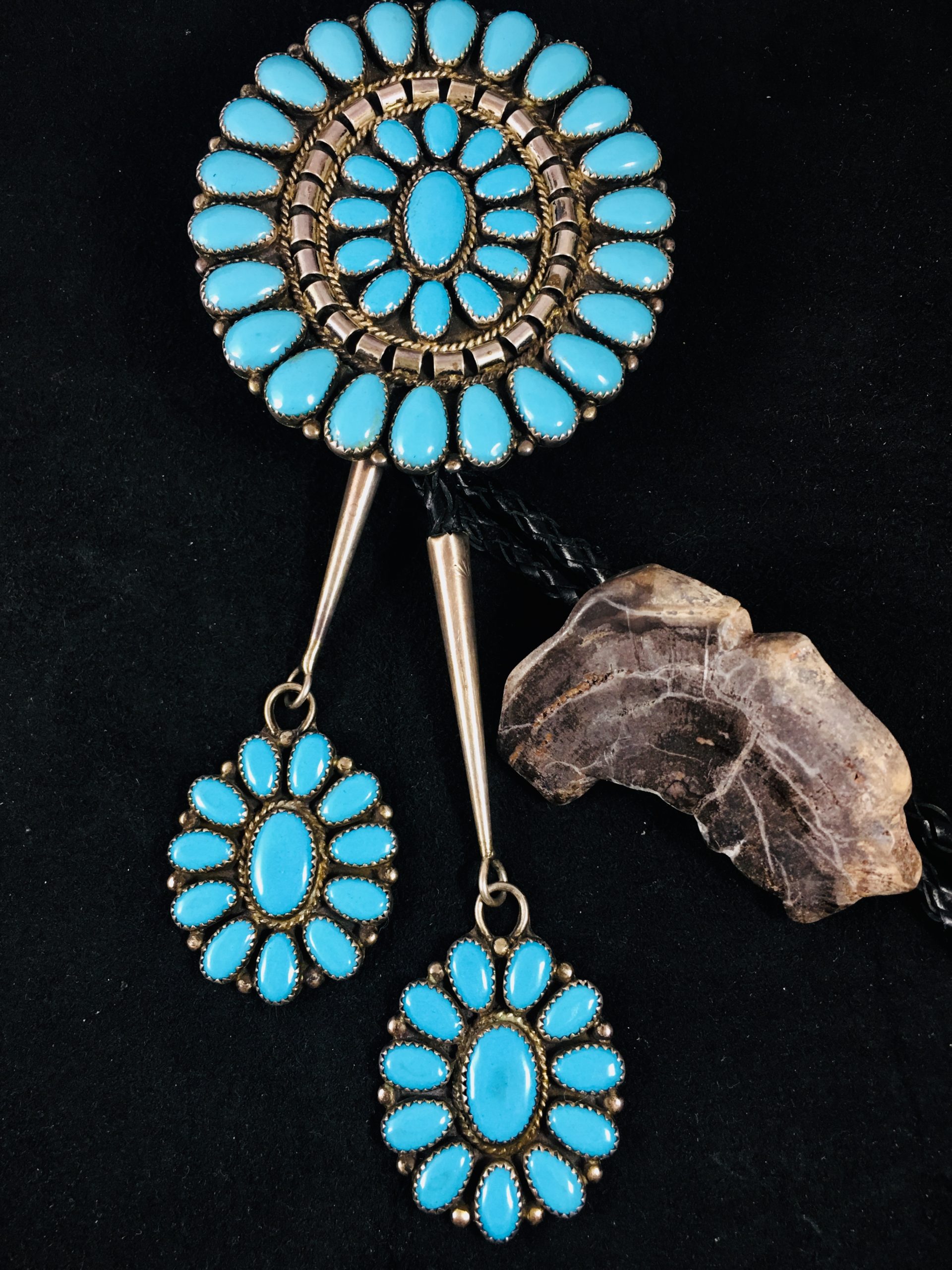 Navajo Turquoise Cluster Bolo Eagle Plumes Com