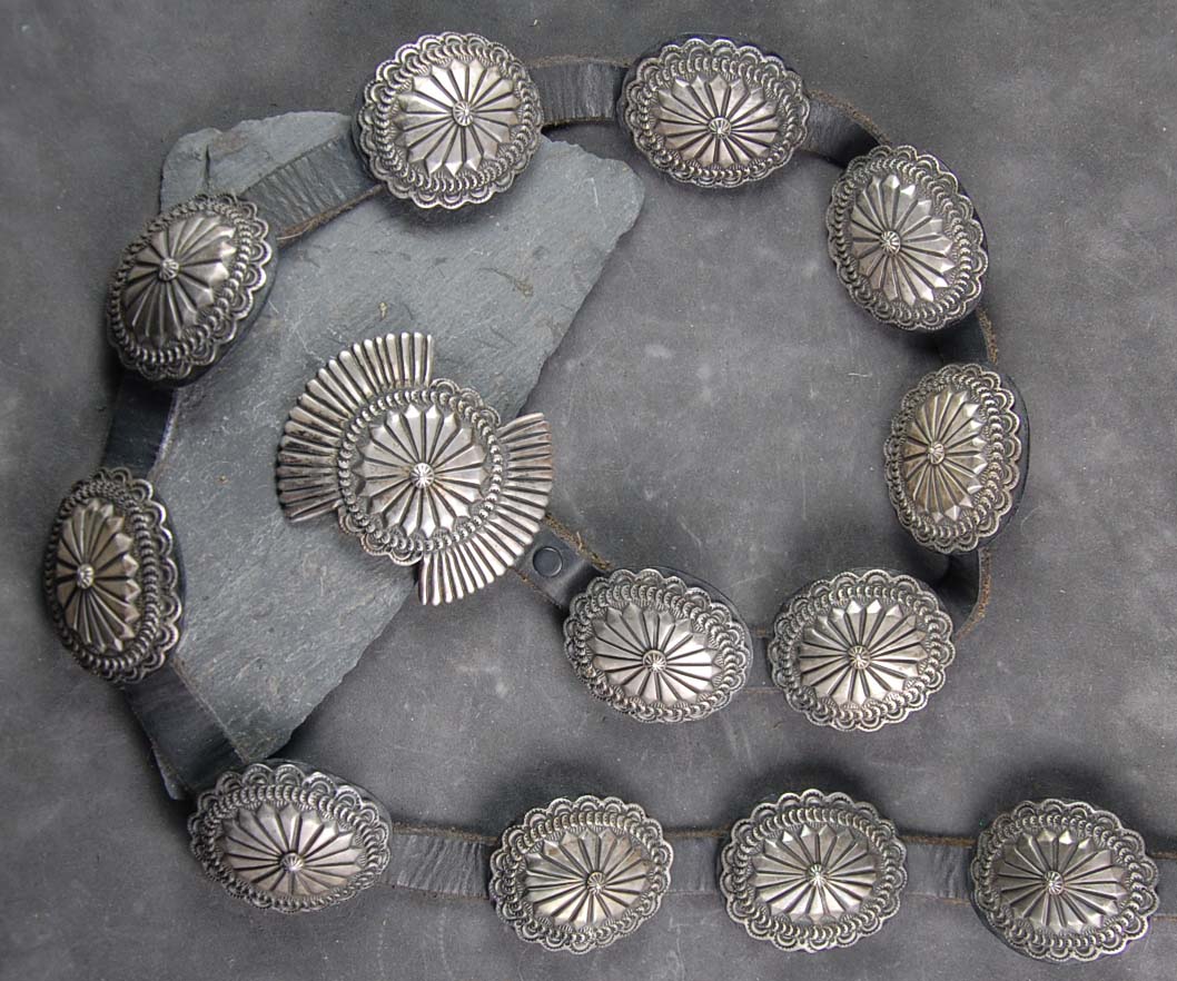 Coin Silver Concho Belt by Russell Green of Taos