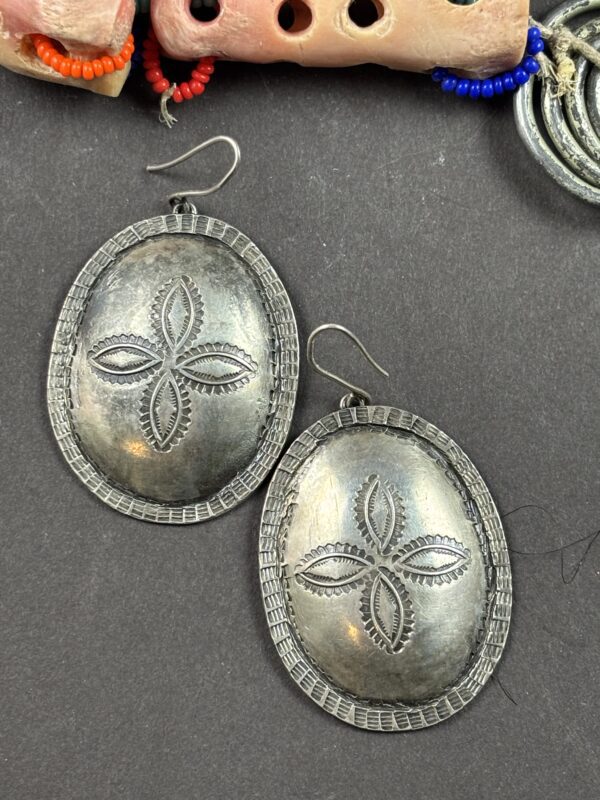 Stamped Sterling Concho Earrings