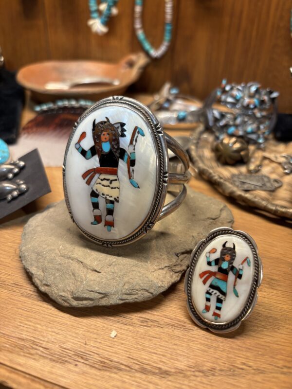 Zuni Buffalo Dancer Ring and Bracelet Set