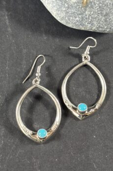 Sterling Silver Hoop Earrings with Turquoise