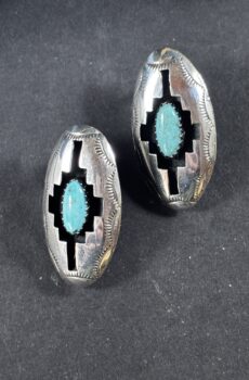 Sterling Silver Shadowbox Turquoise Earrings
