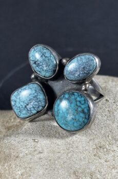 1970s Spiderweb Turquoise Ring