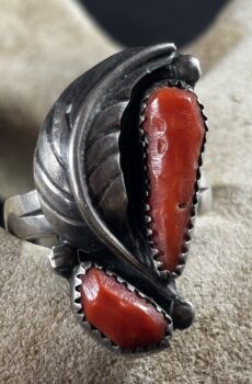 Double Red Coral Ring, circa 1970s