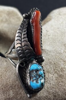 1970s Coral and Turquoise Ring