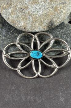 Navajo Sandcast Pin with Turquoise
