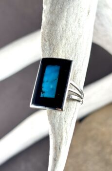 Modern Zuni Turquoise and Onyx Ring