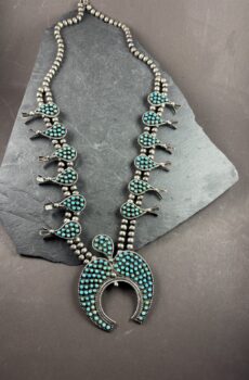 Zuni Snake Eye Squash Blossom Necklace
