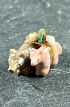 Serpentine and Utah Alabaster Wolf Pair Fetish