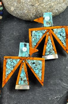 Inlaid Thunderbird Earrings by Jay Aguilar, Kewa