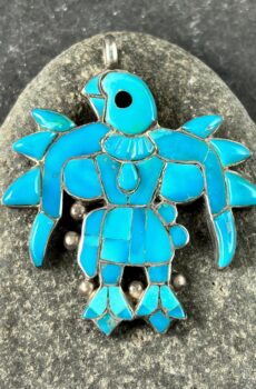 Young  Thunderbird Zuni Mosaic Channel Inlay Pendant