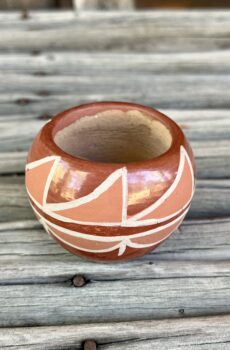 Vintage San Ildefonso Pueblo Redware Polychrome Miniture Bowl