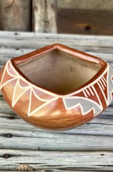 Vintage San Ildefonso Pueblo Redware Polychrome Bowl