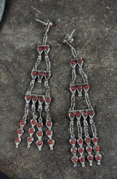 Red Coral Chandelier Earrings