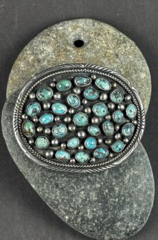 Cluster Turquoise Sterling Belt Buckle