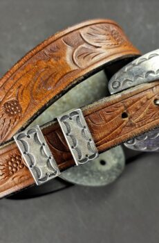Heavy Gauge Sterling Stamped Ranger Buckle Set