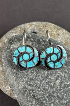Early Zuni Channel Inlay Turquoise Earrings