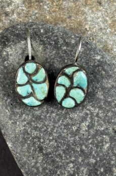 Turquoise 1960 Zuni Channel Inlay Earrings